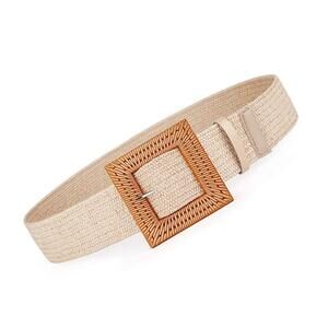 4743 Rattan Straw Raffia Summer Belts For Women 2025 Elastic Stretch Woven